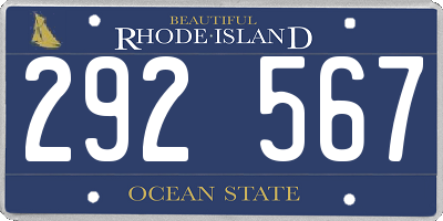 RI license plate 292567