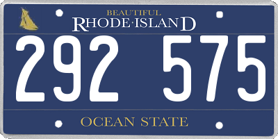 RI license plate 292575