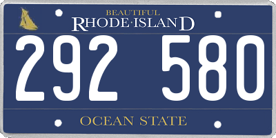 RI license plate 292580