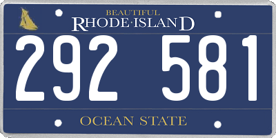 RI license plate 292581