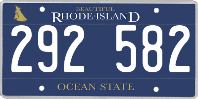 RI license plate 292582