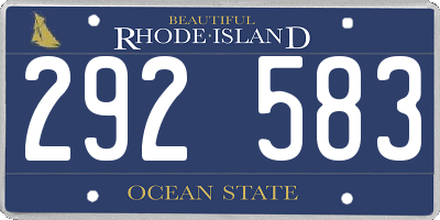 RI license plate 292583