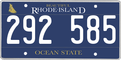 RI license plate 292585