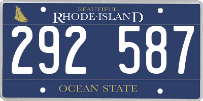 RI license plate 292587