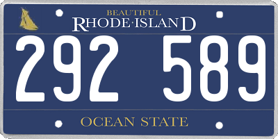 RI license plate 292589