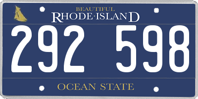 RI license plate 292598
