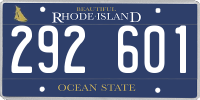 RI license plate 292601