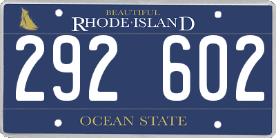 RI license plate 292602