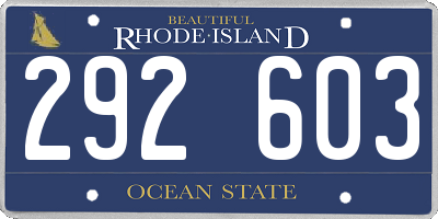 RI license plate 292603