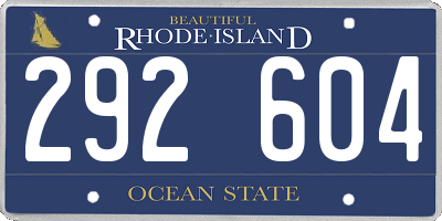 RI license plate 292604