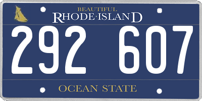 RI license plate 292607