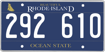 RI license plate 292610