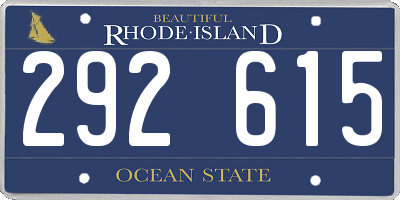 RI license plate 292615
