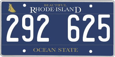 RI license plate 292625