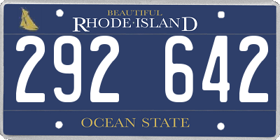 RI license plate 292642
