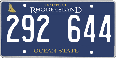 RI license plate 292644