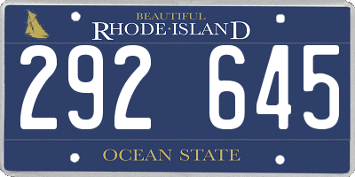 RI license plate 292645