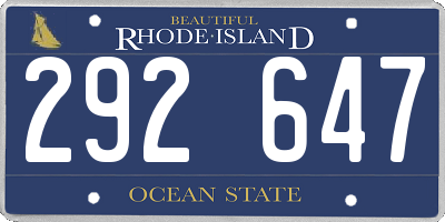 RI license plate 292647