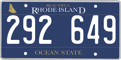 RI license plate 292649