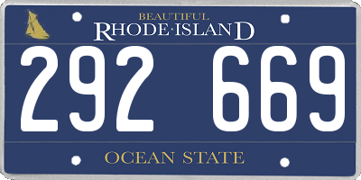 RI license plate 292669