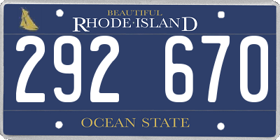 RI license plate 292670