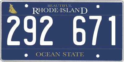 RI license plate 292671