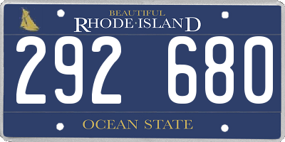 RI license plate 292680