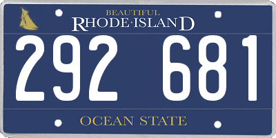 RI license plate 292681