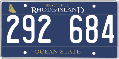 RI license plate 292684