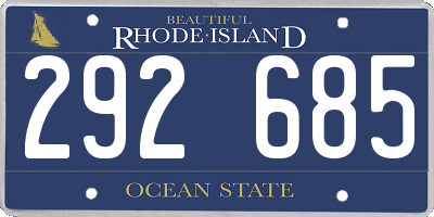 RI license plate 292685