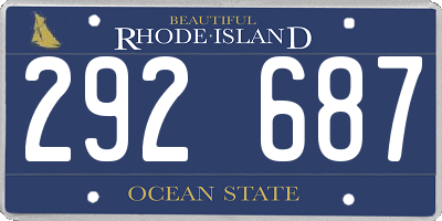 RI license plate 292687