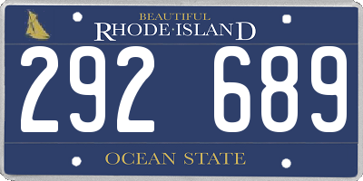 RI license plate 292689