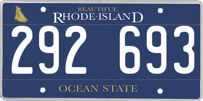 RI license plate 292693