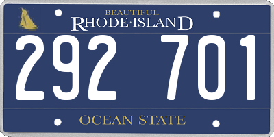 RI license plate 292701