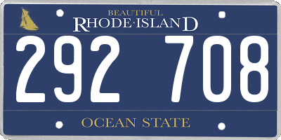 RI license plate 292708