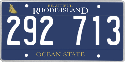 RI license plate 292713
