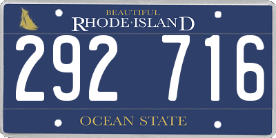 RI license plate 292716