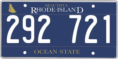 RI license plate 292721