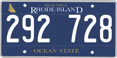 RI license plate 292728
