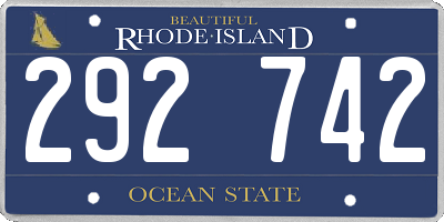 RI license plate 292742