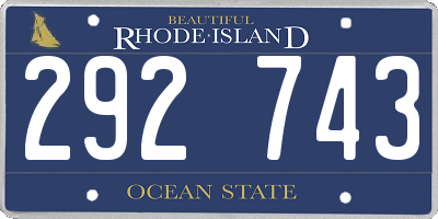 RI license plate 292743