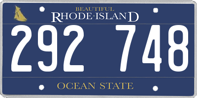 RI license plate 292748