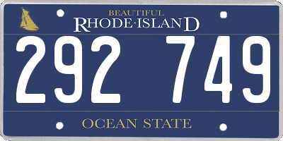 RI license plate 292749