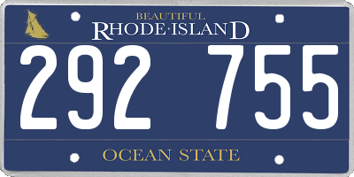 RI license plate 292755