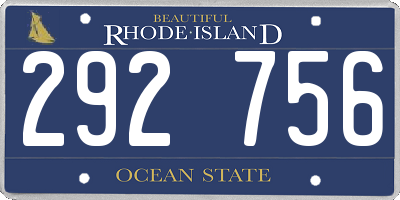 RI license plate 292756