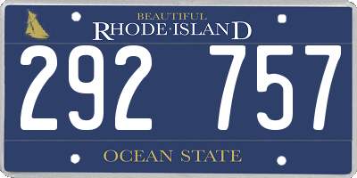 RI license plate 292757