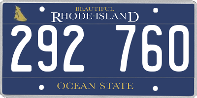 RI license plate 292760
