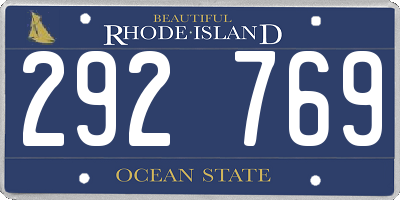 RI license plate 292769