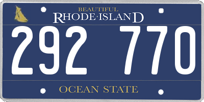 RI license plate 292770