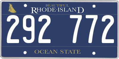 RI license plate 292772